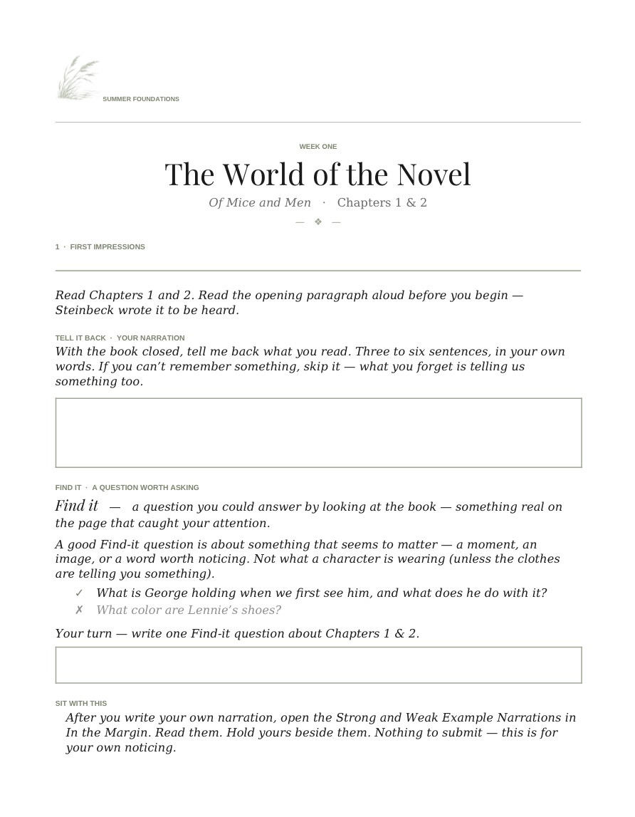 Week One handout