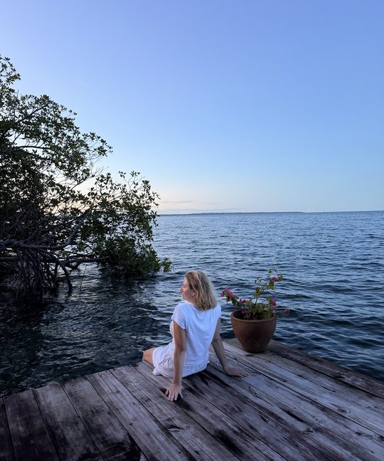 Kim by the water at dusk